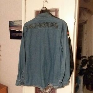 Long sleeve blue jean Harley shirt